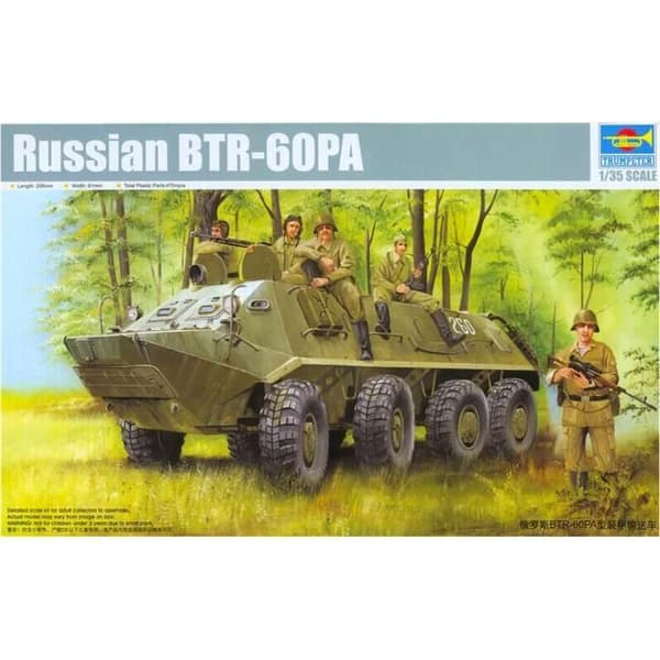 Militärfordonsmodell - TRUMPETER - Russian BTR-60PA - Längd 20,6 cm - Bredd 8,1 cm - 470+ stycken