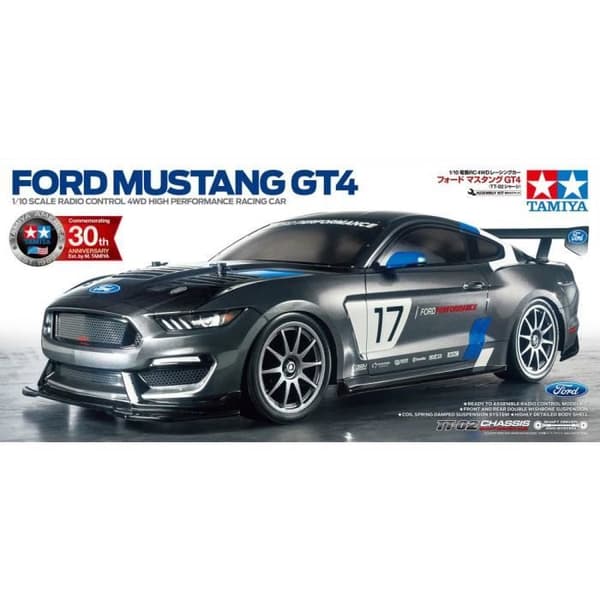 Ford Mustang GT4 elektrisk personbil - TAMIYA - TT-02 - 4-hjulsdrift - monteringssats