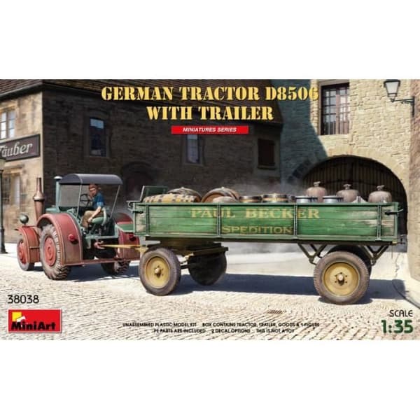 MiniArt - Modell Tysk Traktor D8506 Med Släpvagn |miniart|38038| 1:35 Modell Char Promo - Ref : 12351