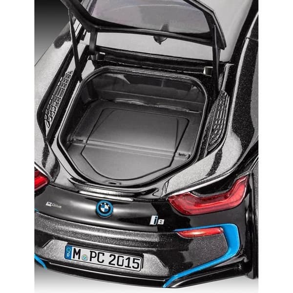 REVELL Model Set BMW i8 Model Kit för att bygga, limma och måla, med tillbehör