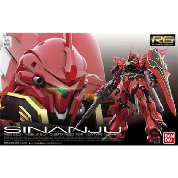 Gundam Model Kit - Bandai Hobby - 022 MSN-06S Sinanju Gunpla RG 1/144 - Vit - Blandat - Ålder 14+