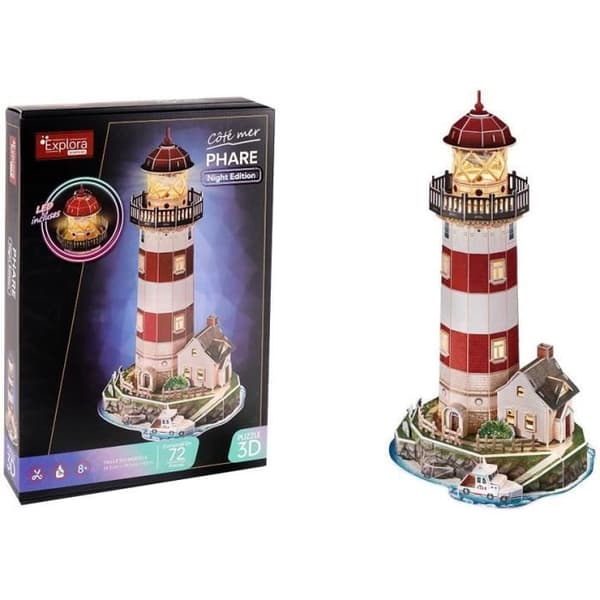 Kit för 3D-modellering - EXPLORA SCIENCES - Pussel Fyr - 72 delar - Från 8 år - Lätt att montera