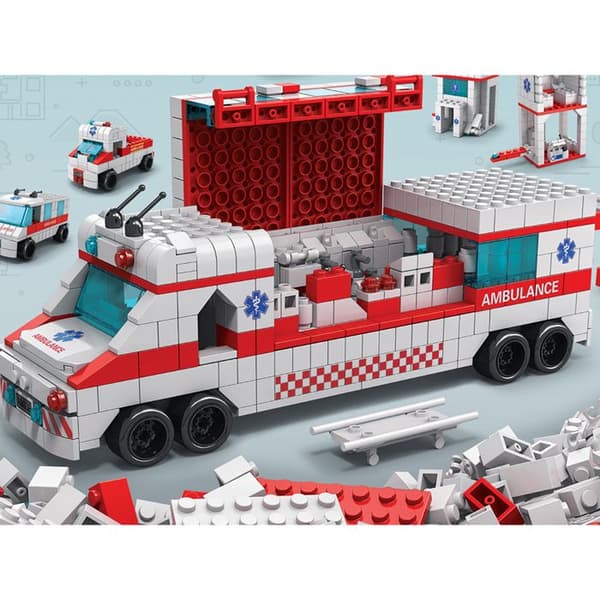 Byggleksak 6 i 1 Ambulansfordon 1000 Byggklossar Montering Flerfärgad