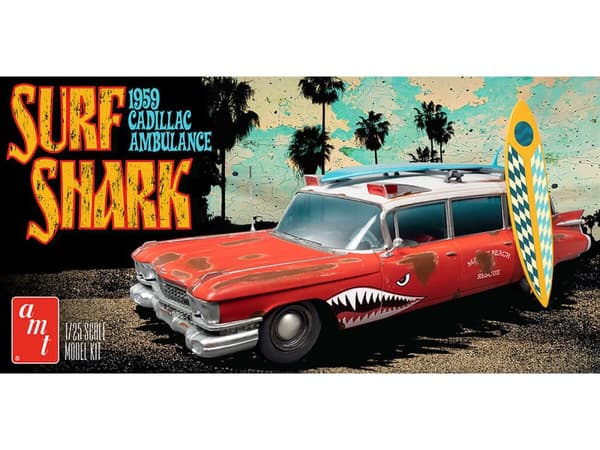 Plastmodel - Bil 1:25 Surf Shark 1959 Cadillac Ambulance