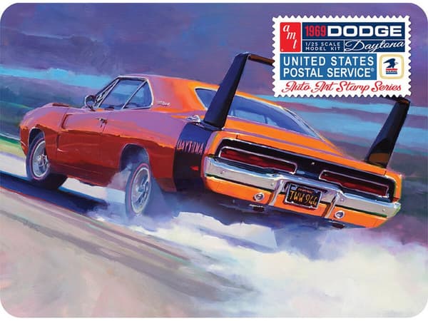 Plastmodel - Bil 1:25 1969 Dodge Charger Daytona (USPS Stamp Series Collector Tin)