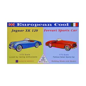 Plastmodel - European Cool biler - Jaguar XK-120 / Ferrari 250 - Glencoe Models (2 stk)