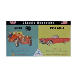 Plastmodel - Classic Roadsters - MG-TD / 1958 T-Bird - Glencoe modeller (2 stk)