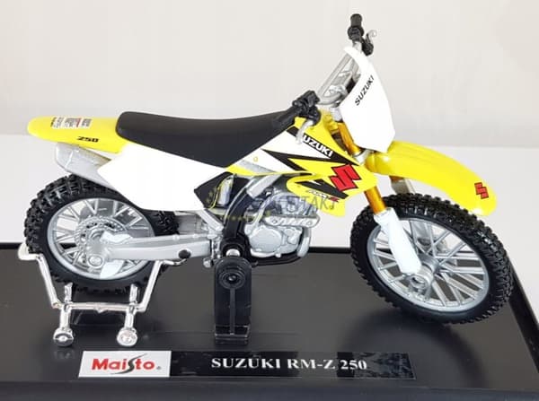 Suzuki RM-Z 250 med stativ 1:18 Maisto 77489