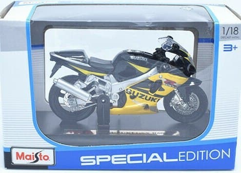 SUZUKI GSX R600 på stativ modell 1:18 Maisto