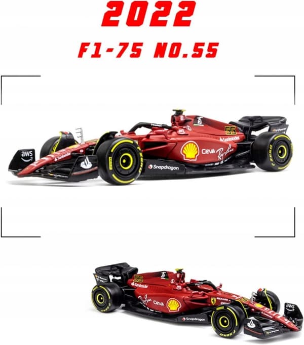 F1 FERRARI F1-75 2022 C. Sainz #55 BBurago 1:43