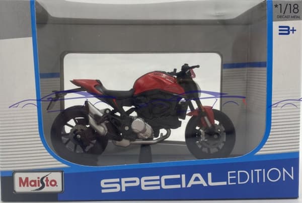 DUCATI Monster 2021 röd motorcykel modell 1:18 Maisto