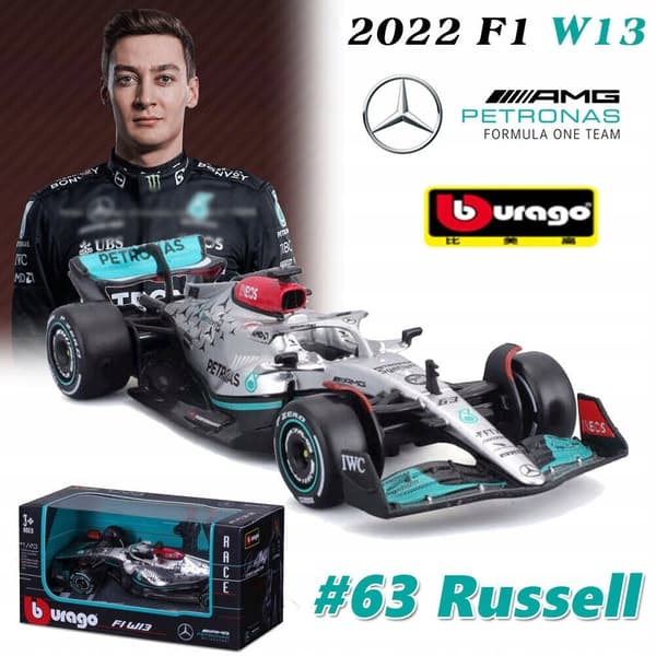 F1 bil MERCEDES W13 E #63 Russell Bburago 1:43
