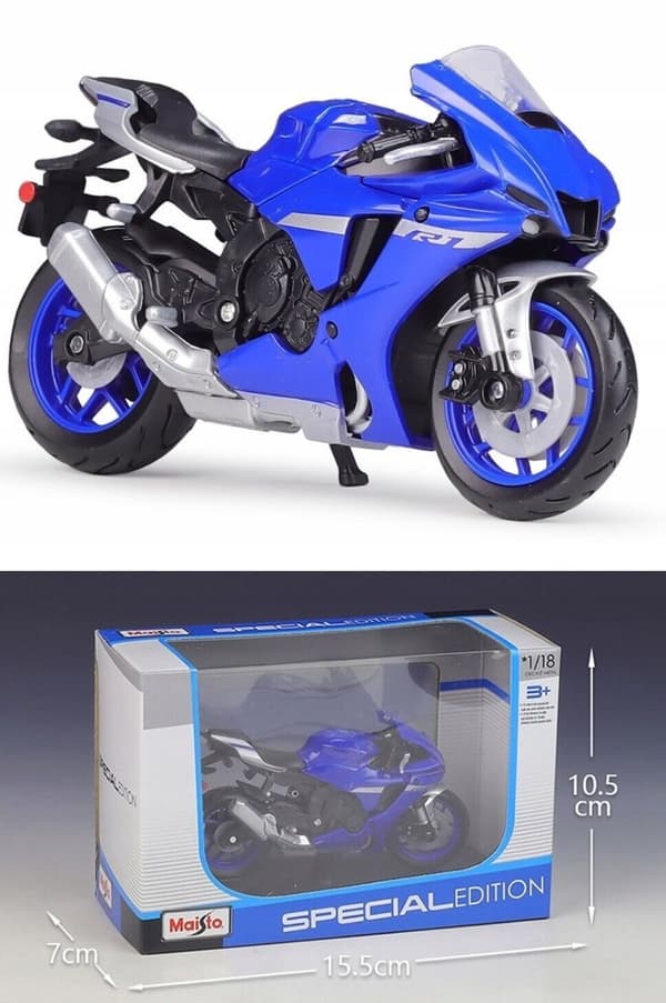 YAMAHA TYZF-R1 2021 model på stand 1:18 Maisto