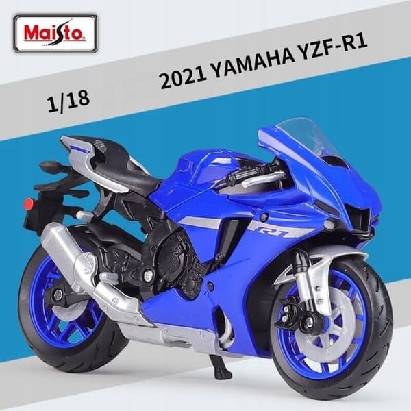 YAMAHA TYZF-R1 2021 model på stand 1:18 Maisto
