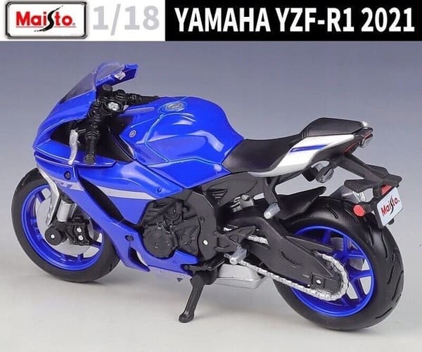 YAMAHA TYZF-R1 2021 modell på stativ 1:18 Maisto