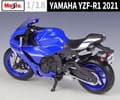 Miniatyrbillede 9 af 11: YAMAHA TYZF-R1 2021 model på stand 1:18 Maisto
