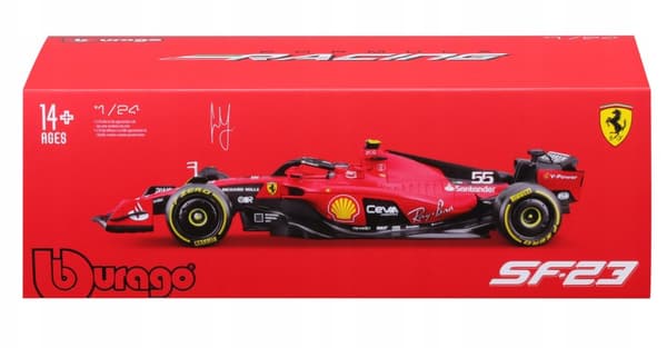 F1 racerbil FERRARI SF-23 med hjelm #55 Bburago 1:24 26808
