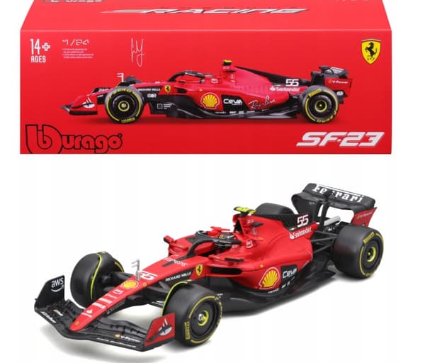 F1 racerbil FERRARI SF-23 med hjelm #55 Bburago 1:24 26808