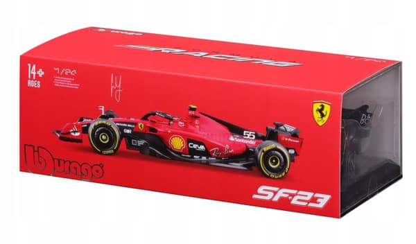 F1 racerbil FERRARI SF-23 med hjelm #55 Bburago 1:24 26808