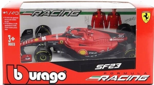 Ferrari F1 Leclerc Sainz SUPER sæt med 7 BBurago 1:43