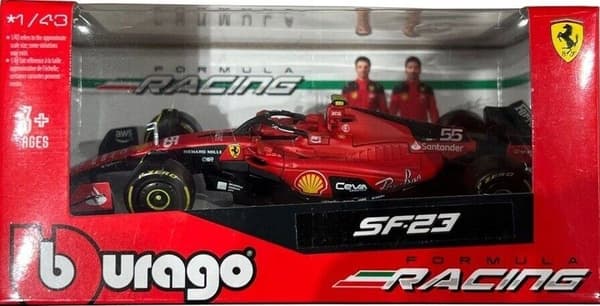 Ferrari F1 Leclerc Sainz SUPER sæt med 7 BBurago 1:43