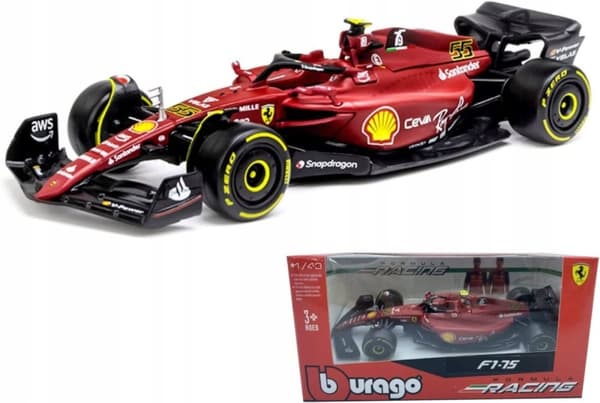 Ferrari F1 Leclerc Sainz SUPER sæt med 7 BBurago 1:43