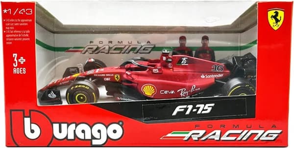 Ferrari F1 Leclerc Sainz SUPER sæt med 7 BBurago 1:43
