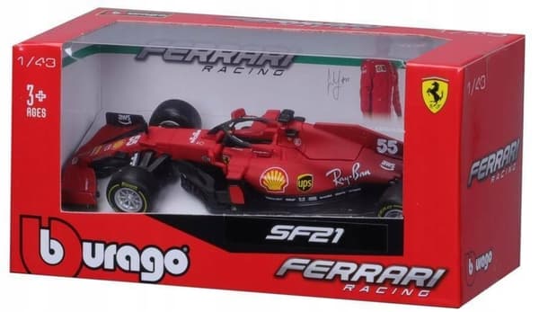 Ferrari F1 Leclerc Sainz SUPER sæt med 7 BBurago 1:43