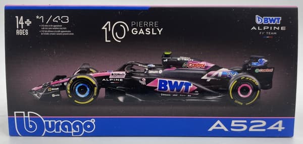F1-bil Alpine A524 BWT Bburago #10 Pierre Gasly BBurago 1:43 HJÄLM