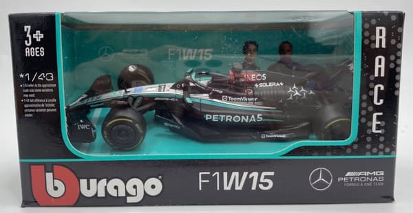 F1-bil Mercedes AMG W15 E Perf Petronas Russell #63 BBurago 1:43