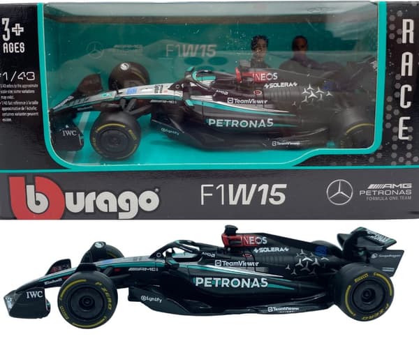 F1-bil Mercedes AMG W15 E Perf Petronas Russell #63 BBurago 1:43