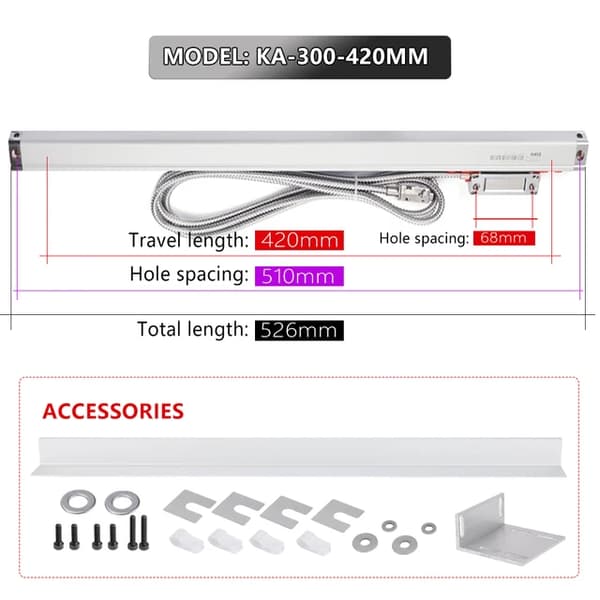 Optisk gallerlinjalssensor, hög precision, lämplig för svarv och fräsmaskin, KA-300-420mm