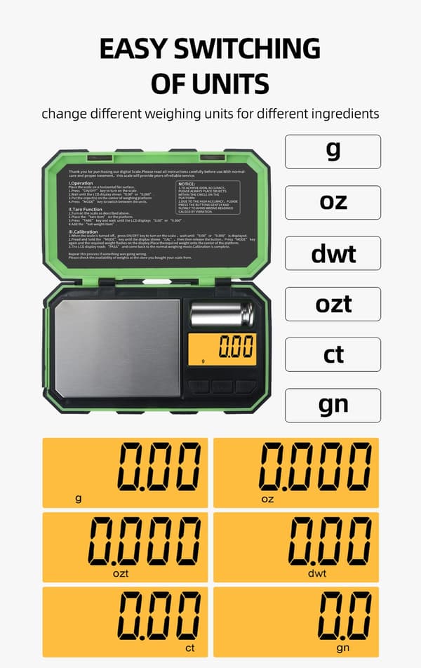 Digital våg 0,01g - 200g  stötsäker pocketscale digitalvåg inkl. batterier
