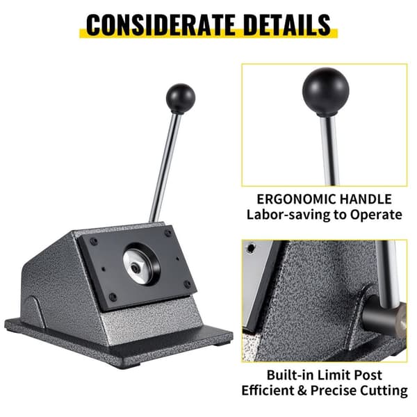 32mm manuell stansmaskin för runda märkespapper med ergonomiskt handtag/4 gummifötter, gjutjärnsmaterial, vasst stålblad