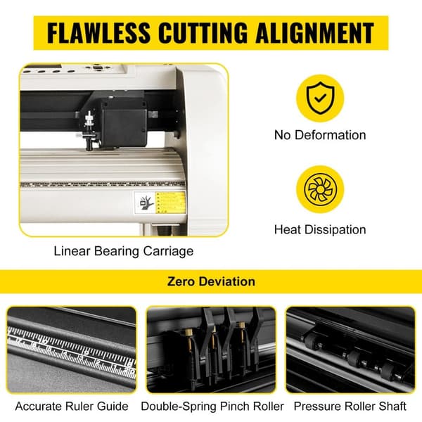 34-tums vinylskärplotter med stativ, High Efficiency, COMPIM och USB-portar, Justerbar kraft/hastighet, Anti-avvikelse Design