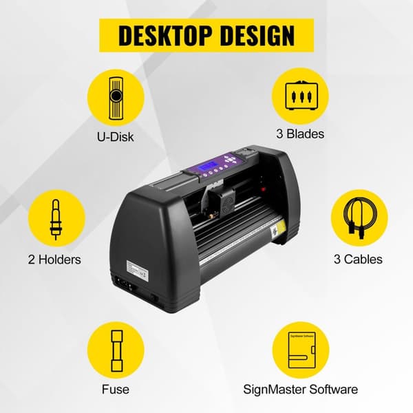 375 mm manuell vinylskärplotter med LCD-panel och COM, USB, U-disk portar, stöder offline-drift, exakt skärning, kompakt struktur