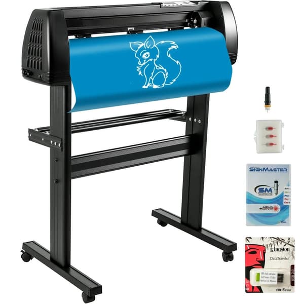 34-tums vinylskärplotter med USB och seriella portar, hög effektivitet, stor skärbredd, justerbar kraft och hastighet och stark stabilitet