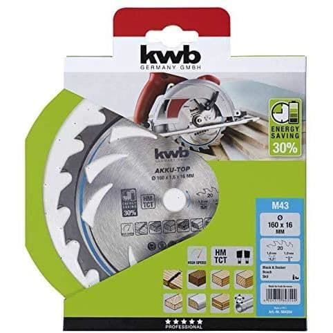 kwb AKKU-TOP Cirkelsåg Easy Cut Finskuren med speciella alternerande tänder 20 tänder Ø 160 x 16 mm - 584354