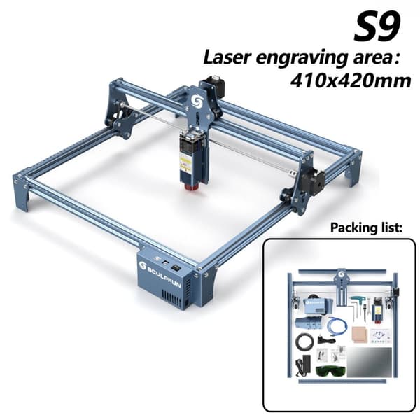 SCULPFUN S9 Lasergravyrmaskin, 90W Effekt, 0,01 mm Noggrannhet,EU, S9 950x410mm