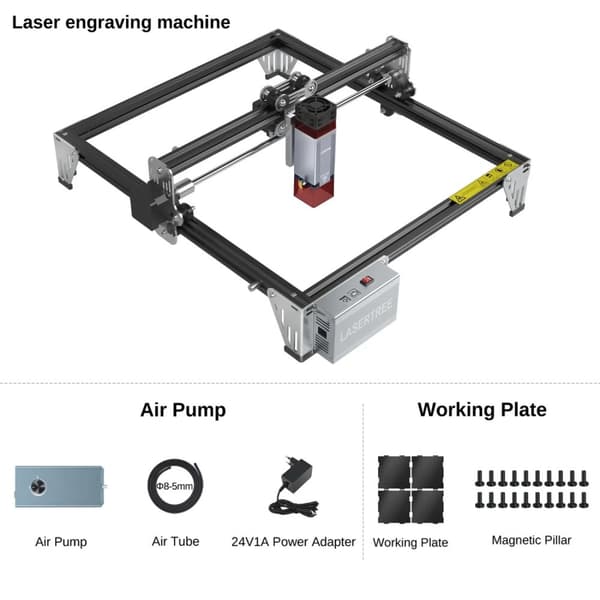Mini Lasergravering Maskin, 10W Effekt, 300x300mm Gravyrområde,LT-K1-Mini-10W-KITLT-K1-Mini-10W-KIT, EU-kontakt