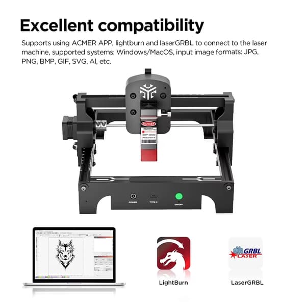 2,5W 10000mm/min mini bärbar lasergraveringsmaskin med 130*130mm arbetsyta, hög graveringsnoggrannhet