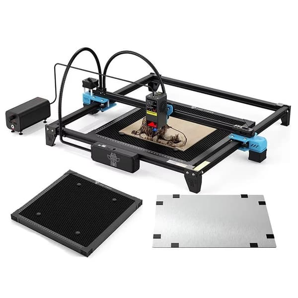 20W 500mm/s industriell lasergraveringsmaskin med luftpump, 418*418mm arbetsområde, flera kontrolllägen, lätt att montera