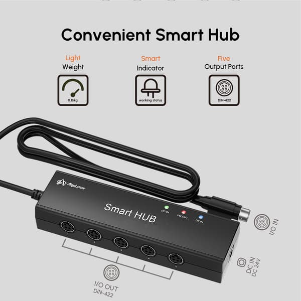 Algolaser Smart HUB, 5 Utgångsportar, Enkel Plug and Play,svart