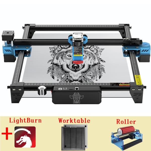CNC Laserskärmaskin, 300x300mm Graveringsområde, Hög hastighet på gravering, Kompatibel med flera programvaror,Paket 6, 40W TTS-55 PRO, EU