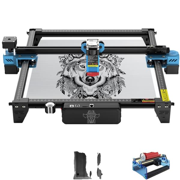 CNC Laserskärmaskin, 300x300mm Graveringsområde, Hög hastighet på gravering, Kompatibel med flera programvaror,Paket 6, 40W TTS-55 PRO, EU