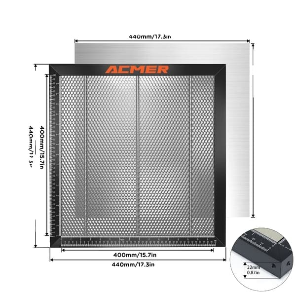 ACMER Laser Honeycomb Arbejdsbord, CE-certificeret, Alsidig til Gravering og Skæring Maskiner,440x440mm