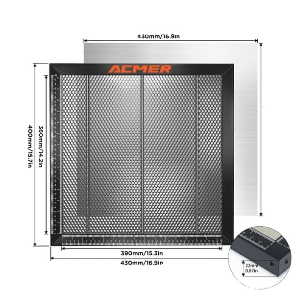 ACMER Laser Honeycomb Arbejdsbord, CE-certificeret, Alsidig til Gravering og Skæring Maskiner,430x400mm