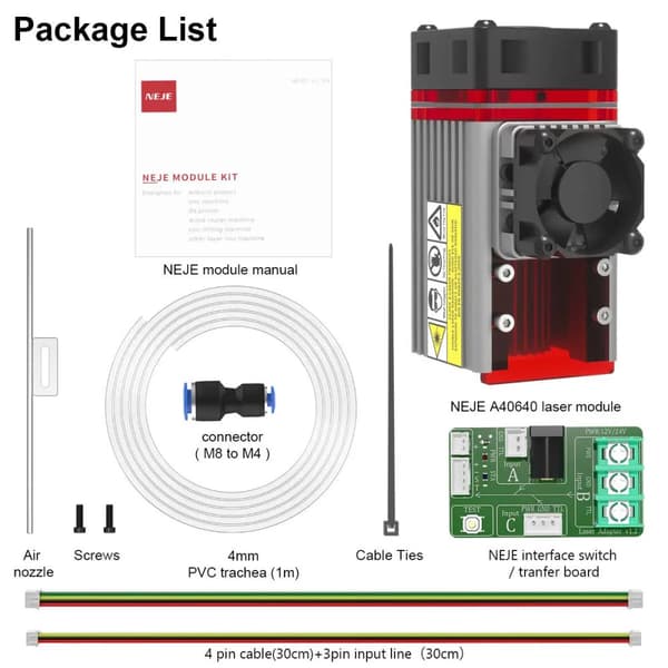 Lasermodul, 80W effekt, trådløs forbindelse,A40640 laser moduler
