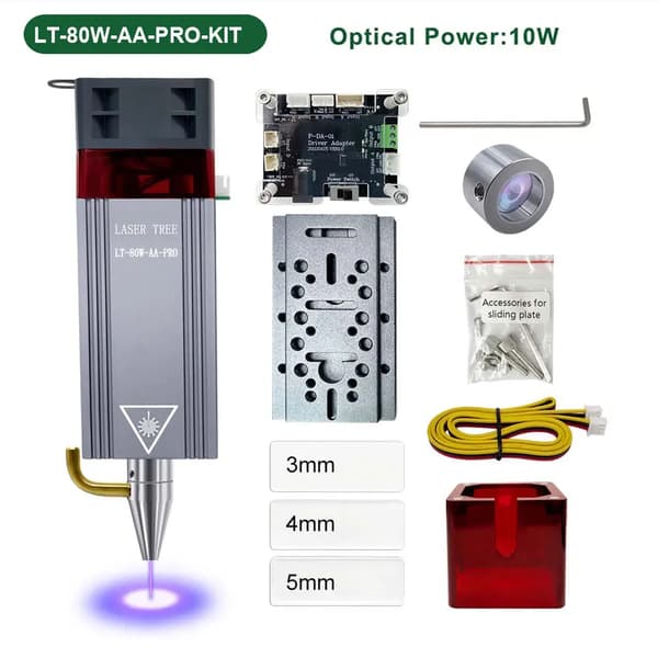 Laseripää, ilmavalmiste, sininen valo TTL-moduuli,24V, LT-80W-AA-PRO-KIT