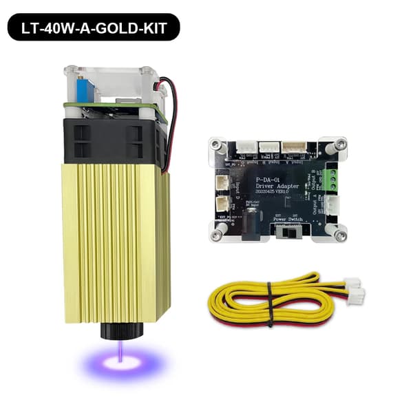 Laserhoved, 450nm 40W Effekt, Justerbar Fokus,LT-40W-A-GULD-KIT